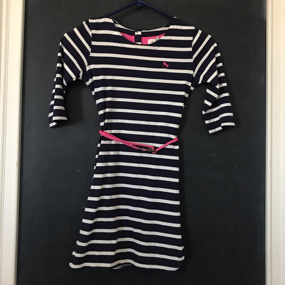 Girls striped navy blue summer dress 8-10 Youth